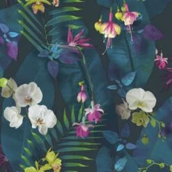 Arthouse Tropics Pindorama Floral Wallpaper (32.8ft X 21in) (Navy)