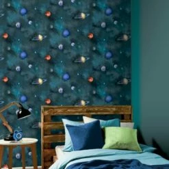Arthouse Planets Wallpaper (One Size) (Blue) 2 Arthouse Planets Wallpaper (One Size) (Blue) -ARTHOUSE SHOP 70358165 3