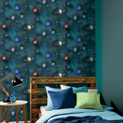 Arthouse Planets Wallpaper (One Size) (Blue) Arthouse Planets Wallpaper (One Size) (Blue) -ARTHOUSE SHOP 70358165 3