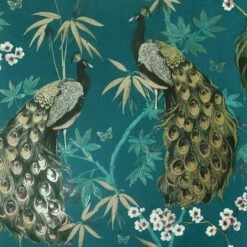 Arthouse Opulent Peacock Wallpaper (32.1ft X 21in) (Teal/Gold)