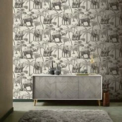 Arthouse Safari Elephant Wallpaper (32.8ft X 21in) (Grey) -ARTHOUSE SHOP 70395307 3