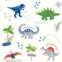 Dino Doodles Multicoloured Wallpaper Dinosaurs Kids Bedroom Animals Arthouse