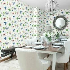 Dino Doodles Multicoloured Wallpaper Dinosaurs Kids Bedroom Animals Arthouse -ARTHOUSE SHOP 7916185 4