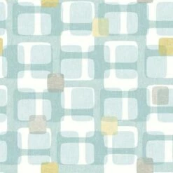 Teal Grey Yellow Retro Block Pattern Wallpaper Arthouse Vintage Geometric Luxury