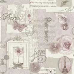 Arthouse Felicity Soft Pink Paris Love Butterfly Metallic Cream Pink Wallpaper