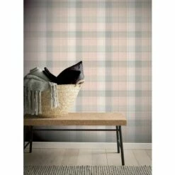 Arthouse Country Check Tartan Plaid Pink Grey Wallpaper Checked Chequered -ARTHOUSE SHOP 9018223 4